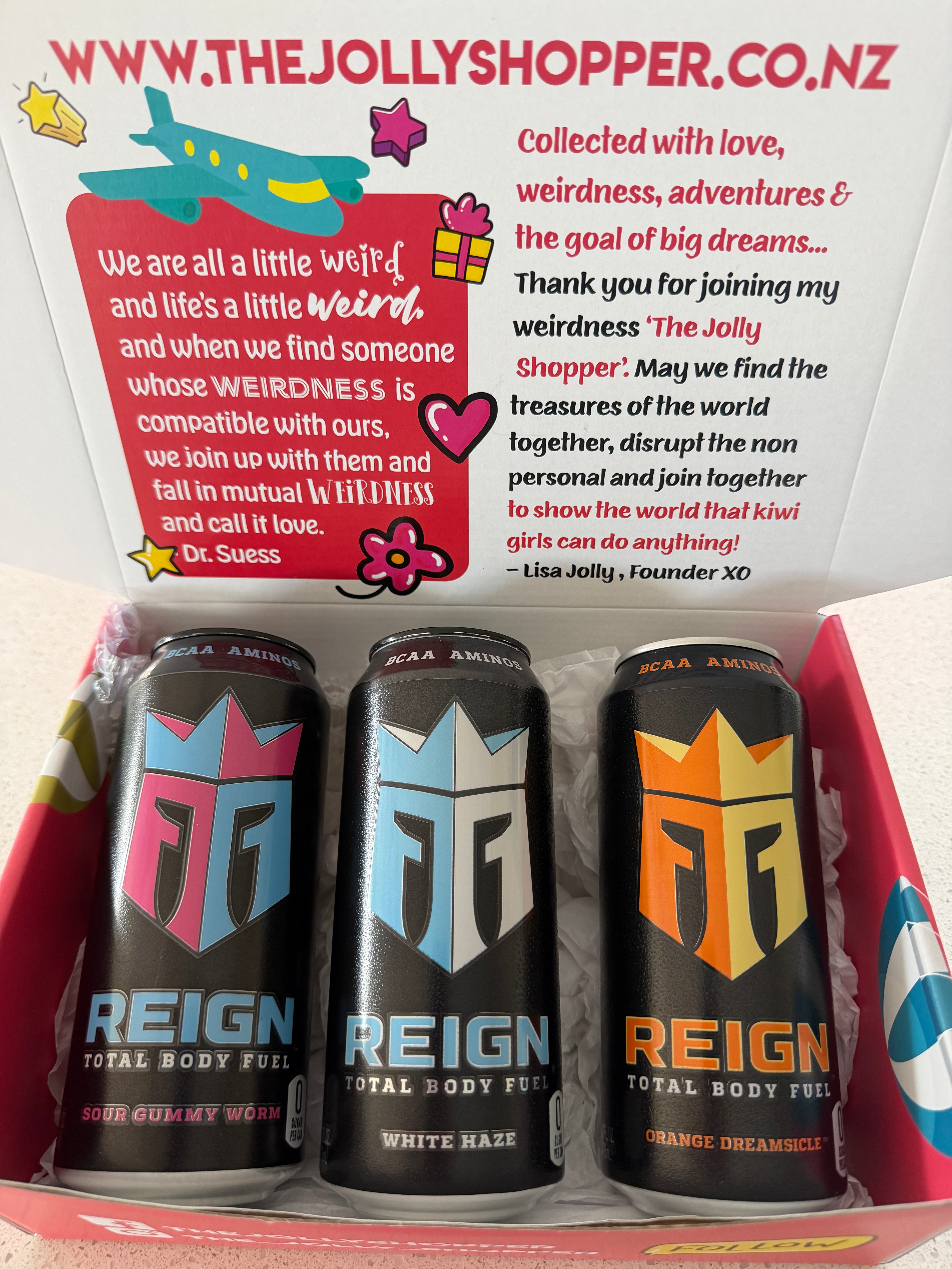 Jolly Shopper Sugar Free Reign Energy Drink Box