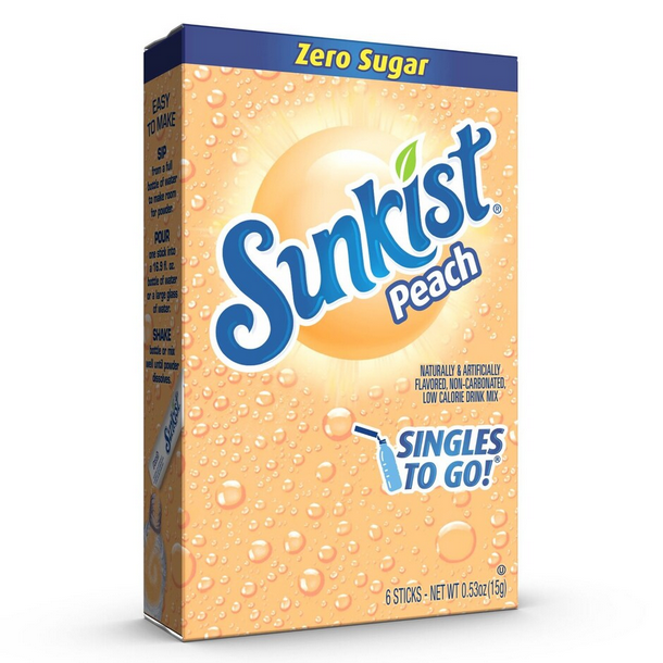 Sunkist Soda Singles To Go Drink Mix - Peach, 6-ct. Box