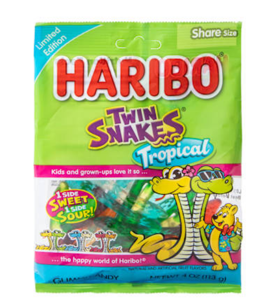 Haribo® Limited Edition Twin Snakes® Tropical Gummi Candy 4oz