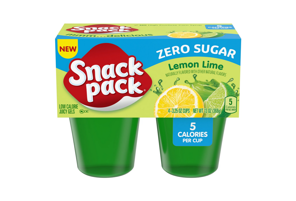 Snack Pack Zero Sugar Lemon Lime Flavored Low Calorie Juicy Gels, 3.25 oz. 4-Count