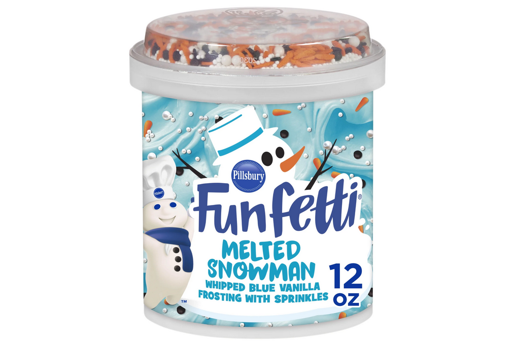 Pillsbury Funfetti Melted Snowman Blue and White Vanilla Swirl Cake Mix + Frosting
