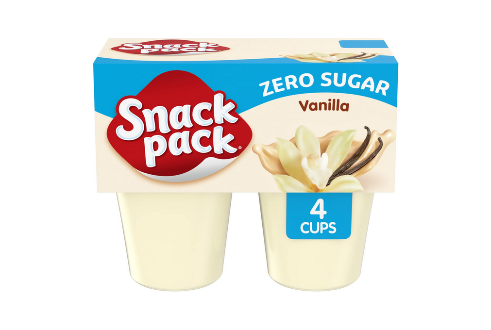 Snack Pack Zero Sugar Vanilla Pudding, 3.25 oz Pudding Cups, 4 Count