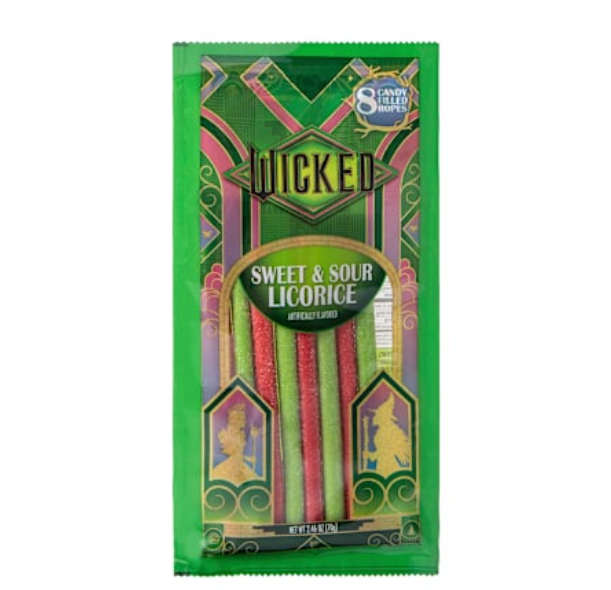 Wicked Sweet & Sour Licorice Candy Filled Ropes 8-Count 2.46oz
