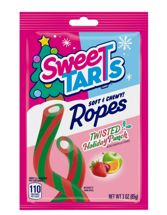 SweeTARTS Ropes Twisted Holiday Punch, Christmas Candy, Stocking Stuffers, 3oz Bag