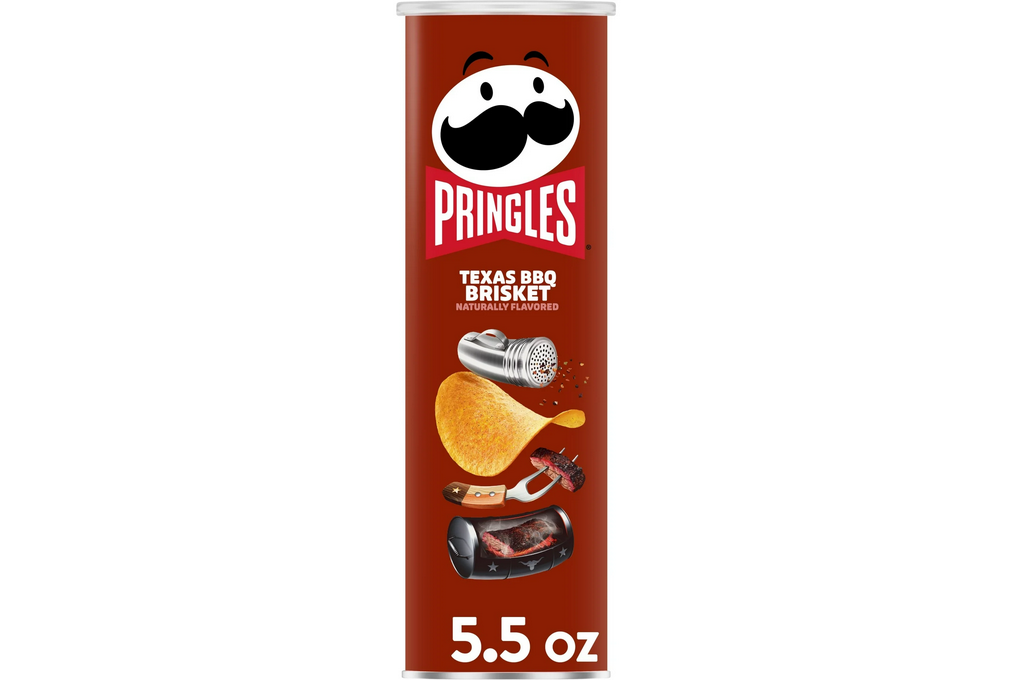 Pringles Texas BBQ Brisket Potato Chips Crisps, Lunch Snacks, 5.5 oz Canister