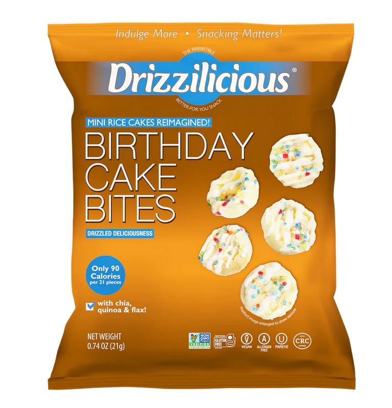 Drizzilicious Birthday Cake Bites Mini Rice Cakes 0.74oz