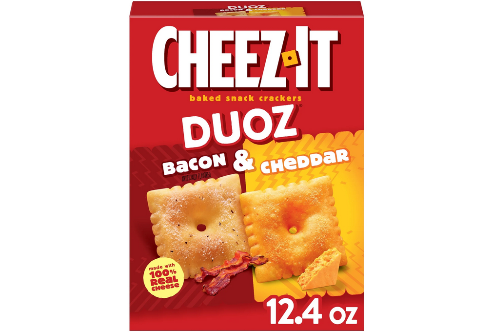 Cheez-It DUOZ Bacon and Cheddar Baked Snack Crackers, Lunch Snacks, 12.4 oz
