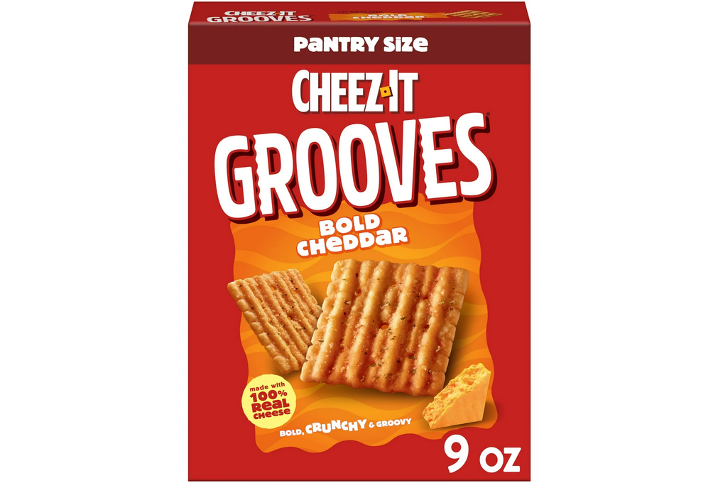 Cheez-It Grooves Bold Cheddar Cheese Crackers, Crunchy Snack Crackers, 9 oz