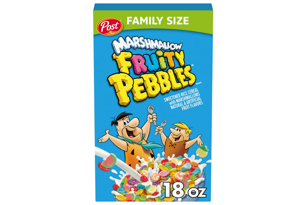 Post Marshmallow Fruity PEBBLES Breakfast Cereal, Gluten Free with Marshmallows, 18 oz