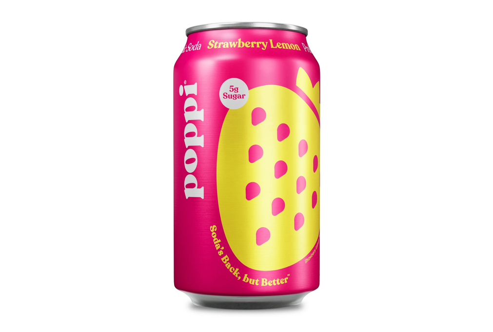 poppi Strawberry Lemon Prebiotic Soda, 12 fl oz