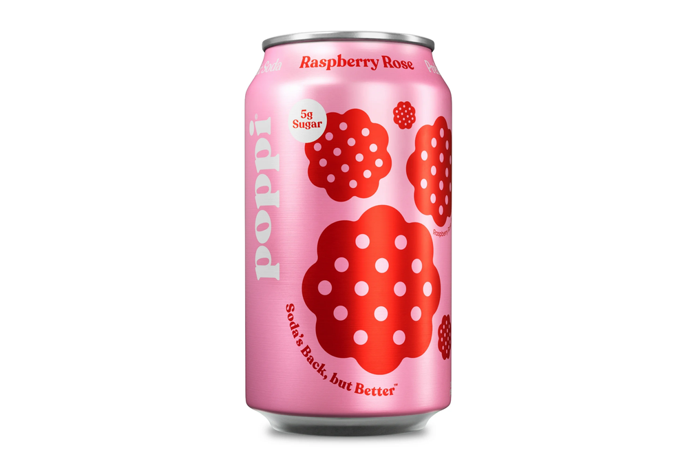 poppi Raspberry Rose Prebiotic Soda, 12 fl oz