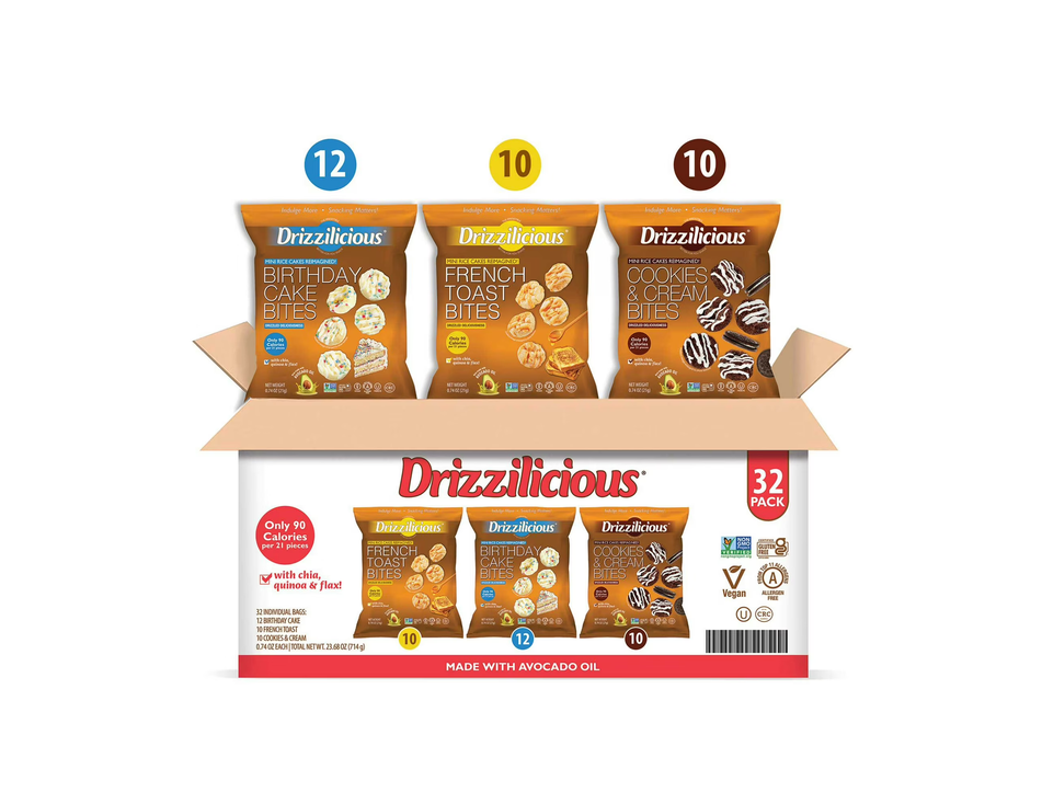 Drizzilicious Mini Rice Cakes Variety Pack, 0.74 oz., 32 pk.