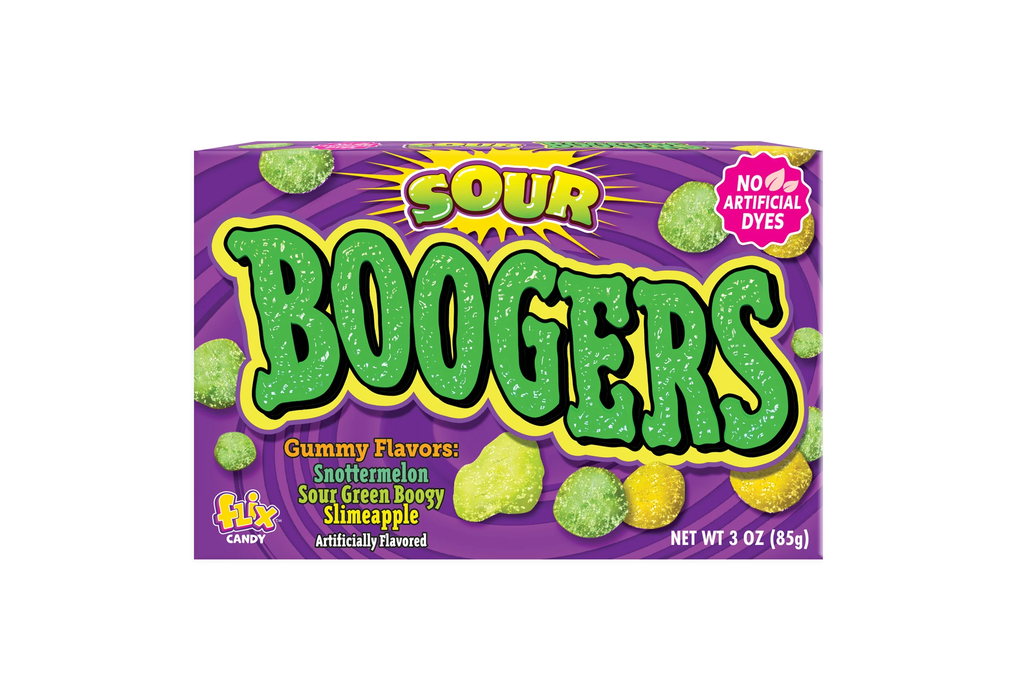 Flix Candy Halloween, Sour Boogers, Assorted Flavors Gummy, 3oz Box