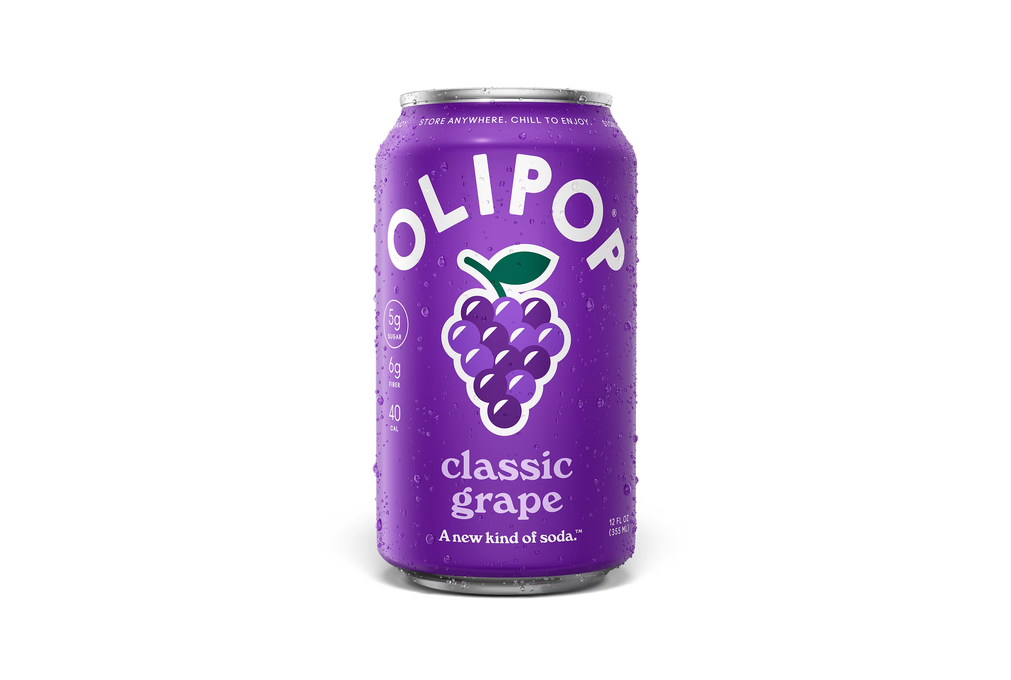 OLIPOP 6g Fiber Prebiotic Soda, Classic Grape, 12 fl oz, Single
