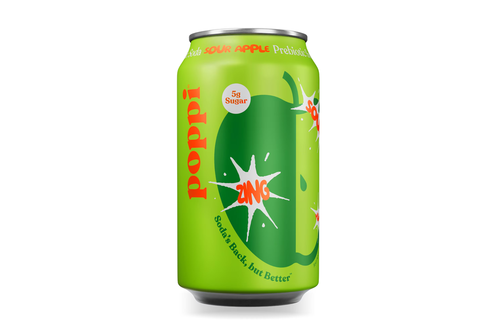 poppi Sour Apple Prebiotic Soda, 12 fl oz