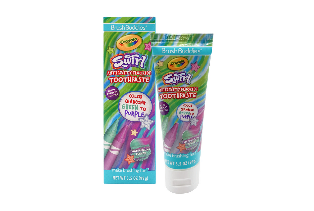 Brush Buddies Crayola Swirl Anticavity Color Changing Fluoride Toothpaste, Watermelon, 3.5 oz
