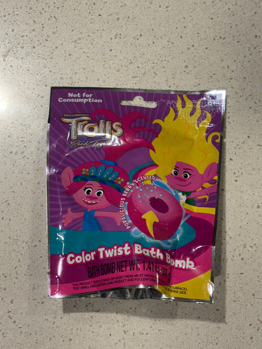 Trolls Color Twist Bath Bomb Popalicious Berry Scented