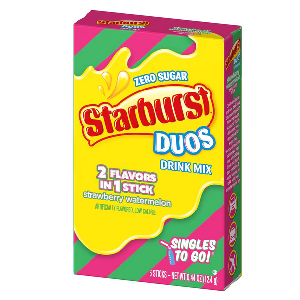 Starburst Duos Singles to Go Drink Mix Strawberry Watermelon 6ct