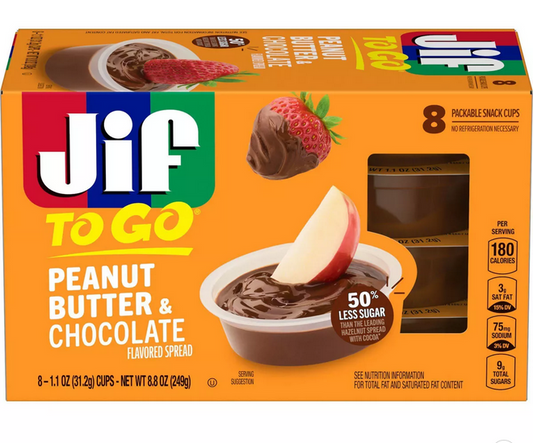 Jif To Go Peanut Butter & Chocolate Flavored Spread - 8.8oz/8ct