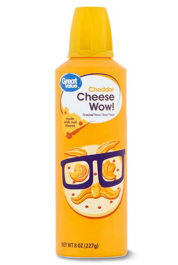 Great Value Cheese Wow! Spray Cheese, Cheddar, 8 oz Can