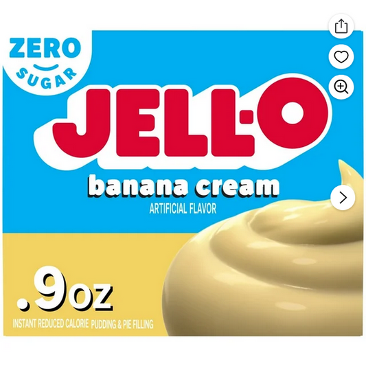 Jell-O Banana Cream Artificially Flavored Zero Sugar Instant Reduced Calorie Pudding & Pie Filling Mix 0.9oz