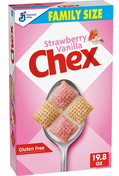 Chex Cereal, Strawberry Vanilla Chex, Gluten Free Cereal, Family Size, 19.8 oz