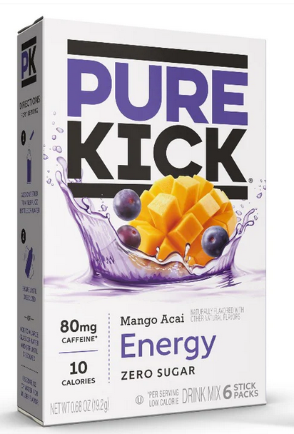 Pure Kick Mango Acai Energy Drink Mix 6ct
