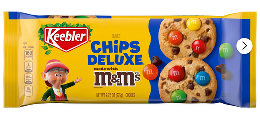 Keebler Chips Deluxe Cookies Made with M&M’s, Chocolate Chip Cookies Made with M&M’s, 9.75 oz