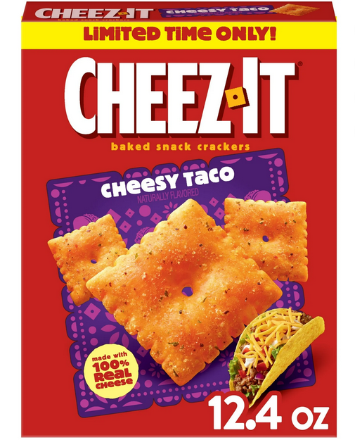 Cheez-It Cheesy Taco Baked Snack Crackers, Lunch Snacks, 12.4 oz