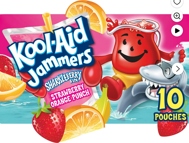 Kool-Aid Jammers Sharkleberry Fin Strawberry Orange Punch Flavored Drink, 10 Ct Box, 6 fl oz Pouches