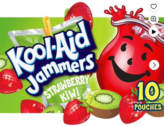 Kool-Aid Jammers Strawberry Kiwi Flavored Drink, 10 Ct Box, 6 fl oz Pouches