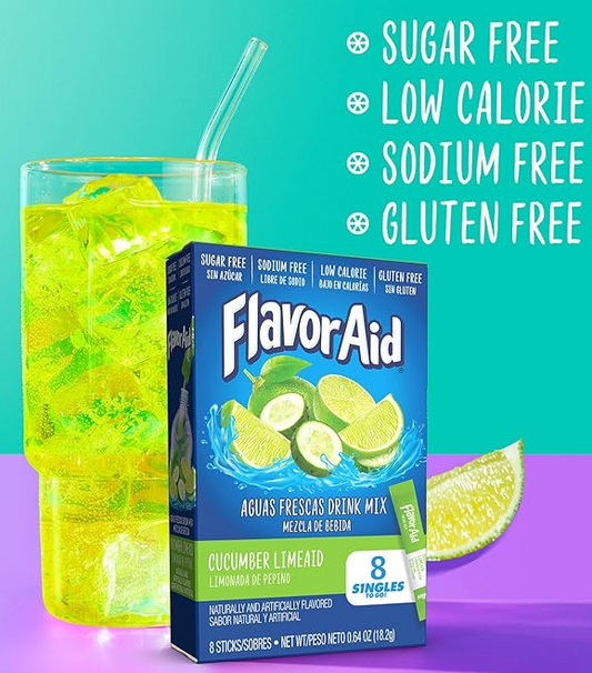 Flavor Aid Singles To Go Powder Packets Cucumber Lime 8ct