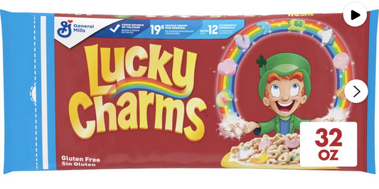 Lucky Charms Gluten Free Cereal with Marshmallows, Kids Breakfast Cereal Bag, 32 oz