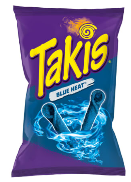 Takis Blue Heat Rolled Tortilla Chips, Hot Chili Pepper Artificially Flavored, 9.9oz Bag