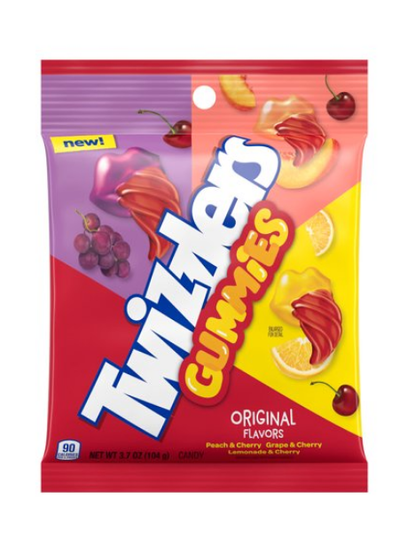 Twizzlers Gummies Assorted Fruit Flavored Chewy Candy, Bag 3.7 oz