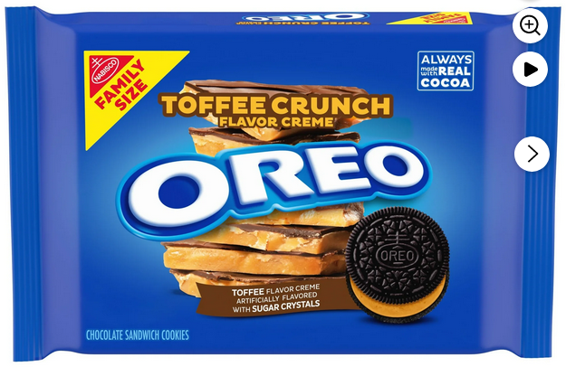 OREO Toffee Crunch Creme with Sugar Crystals Chocolate Sandwich Cookies, Family Size, 17 oz