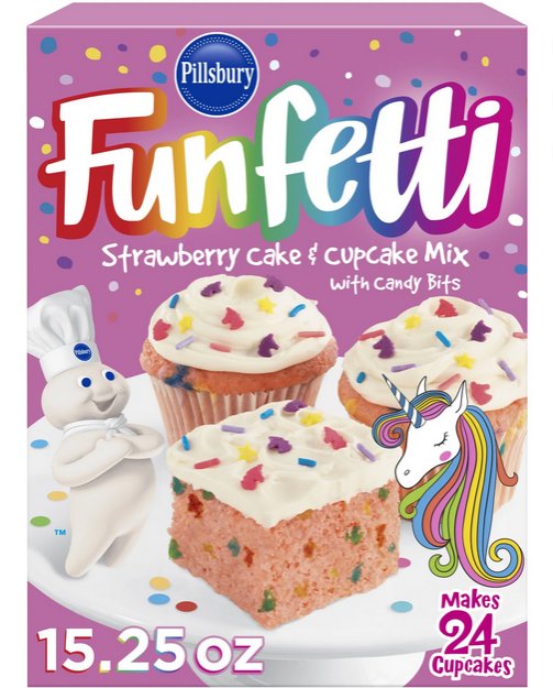 Pillsbury Funfetti Strawberry Cake Mix with Candy Bits, 15.25 oz Box