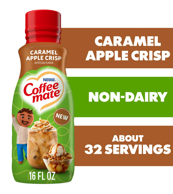 Coffee mate Caramel Apple Crisp Flavored Creamer, Non-Dairy, Gluten-Free, Apple Caramel Creamer, 32 Servings 16 fl oz