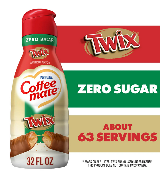 Coffee mate Twix Flavored Coffee Creamer, Zero Sugar, Gluten-Free Creamer, 63 Servings 32 fl oz
