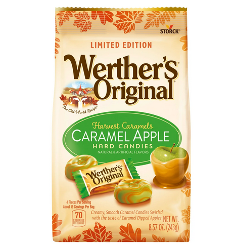 Werther's Original Individually Wrapped Caramel Apple Hard Candy, 8.57 oz Bag