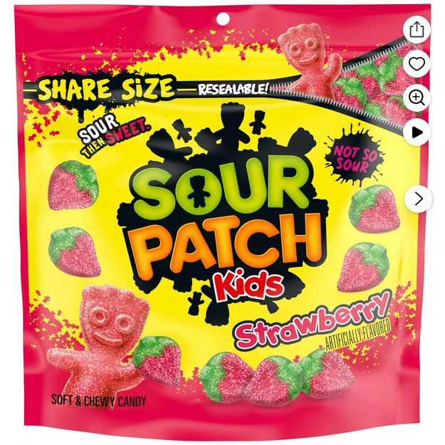 SOUR PATCH KIDS Strawberry Soft &amp; Chewy Candy, Share Size, 12 oz