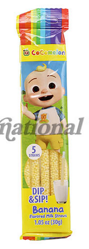 Cocomelon Dip &amp; Sip Milk Straws Banana Pack of 4