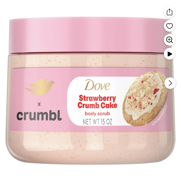Dove Crumbl Exfoliating Body Scrub Strawberry Cookie, 15 oz