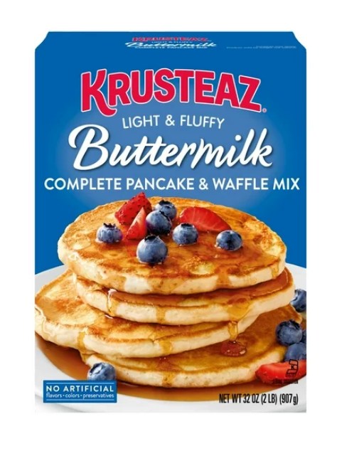 Krusteaz Light and Fluffy Buttermilk Complete Pancake Mix, Waffle and Pancake Mix, Just Add Water, 32 oz Box
