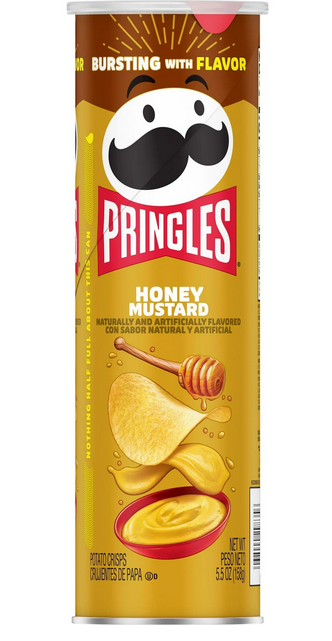 Pringles Honey Mustard Potato Crisps Chips, Lunch Snacks, 5.5 oz Canister
