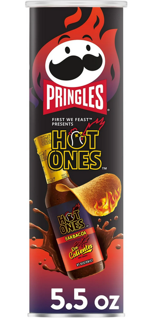 Pringles Hot Ones Barbacoa Potato Crisps Chips, Spicy Snacks, 5.5 oz