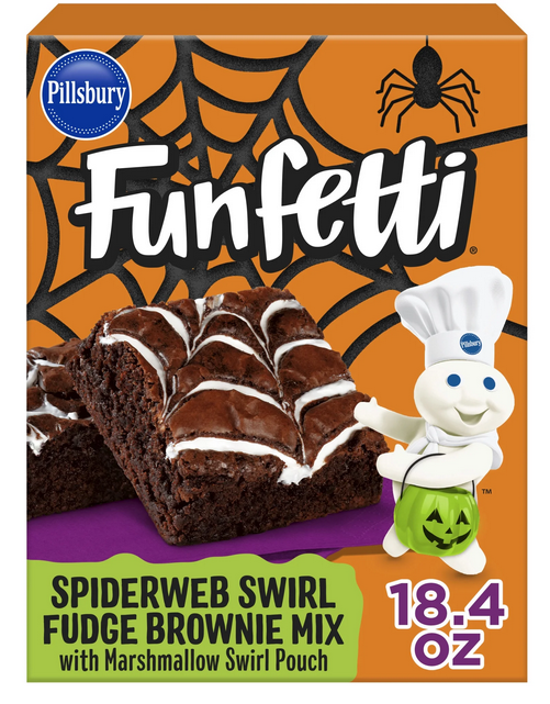 Pillsbury Funfetti Spiderweb Swirl Fudge Brownie Mix, 18.4 oz Box