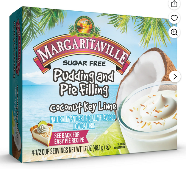 Margaritaville Coconut Key Lime Sugar Free Instant Pudding Mix and Pie Filling, 4 Servings, 1.70 oz Box