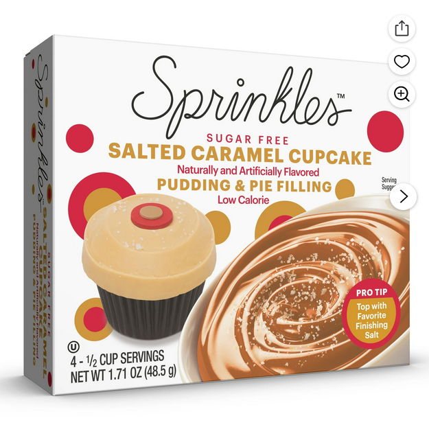Sprinkles Salted Caramel Cupcake Sugar-Free Instant Pudding Mix, 4 Servings, 1.71 oz Box