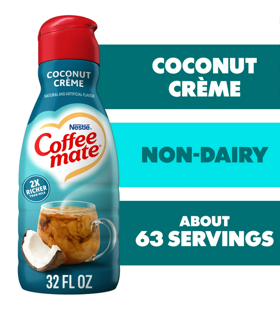 Nestle Coffee Mate Non Dairy Coconut Creme Liquid Coffee Creamer, 32 fl oz Bottle
